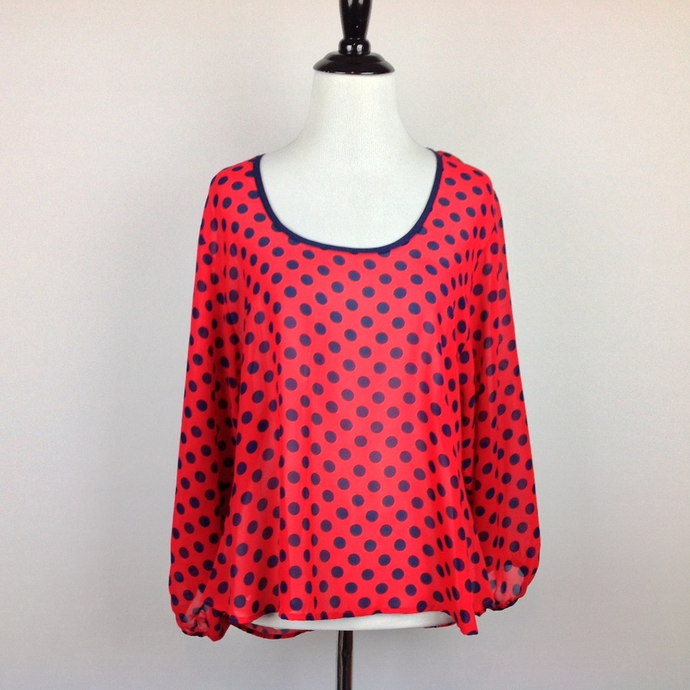 Akira Chicago Top Womens Small Polka Dot Red
